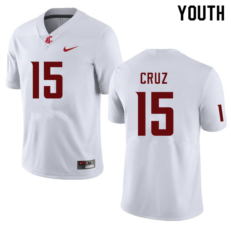 Youth #15 Gunner Cruz Washington State Cougars College Football Jerseys Sale-White - Click Image to Close